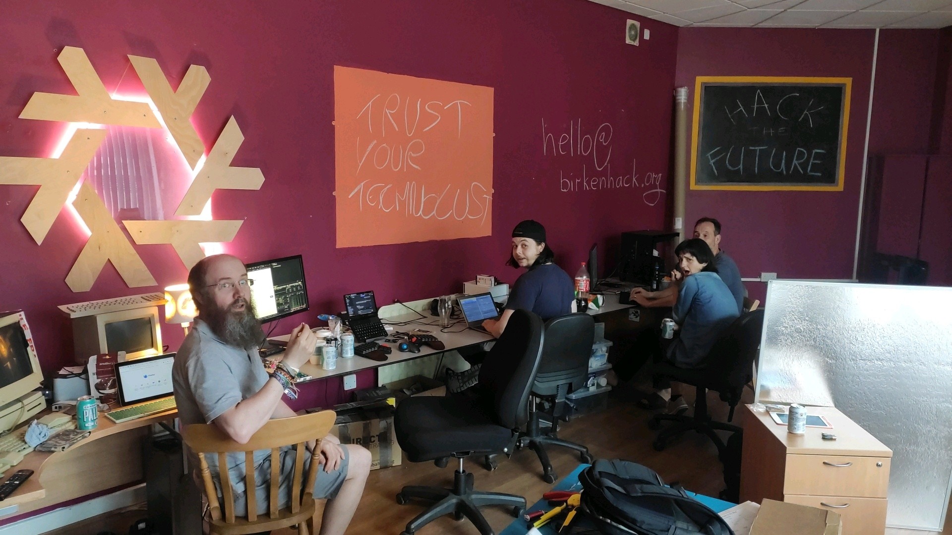 4 Birkenhack members shocked by the photographer shouting 